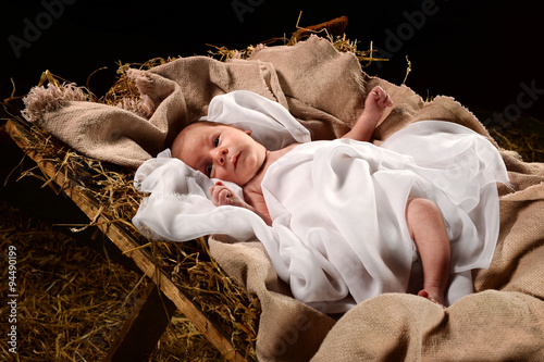 Canvastavla Baby Jesus on the Manger