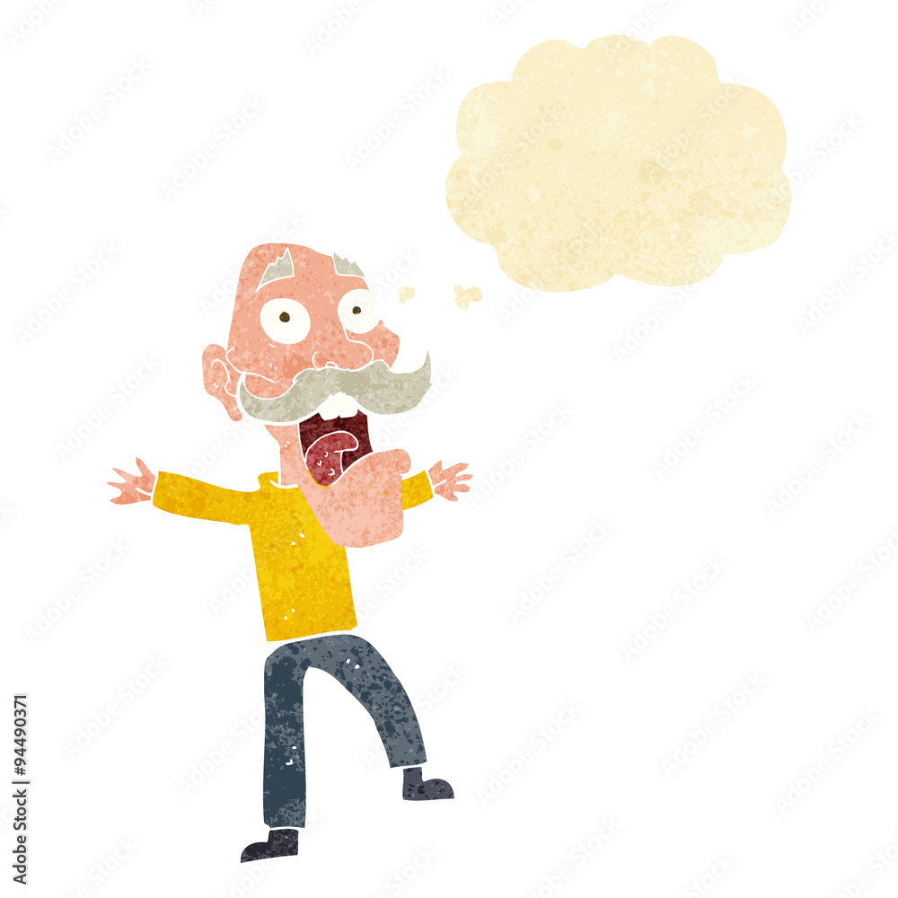 cartoon shocked old man with thought bubble cartoon shocked old man with thought bubble