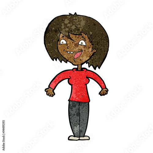 cartoon excited woman