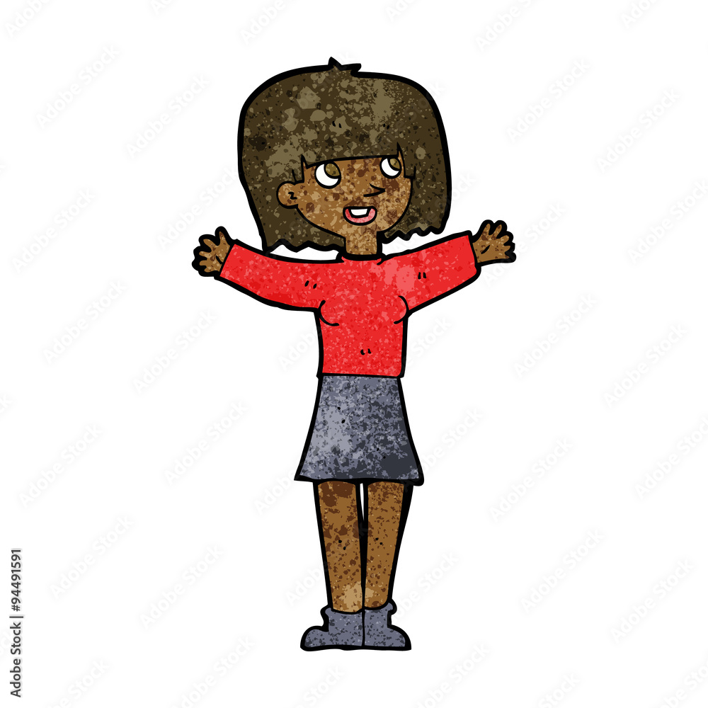 Fototapeta premium cartoon excited woman