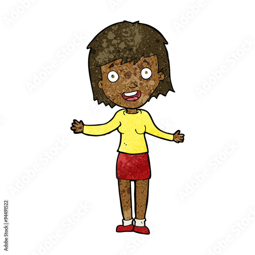 cartoon excited woman