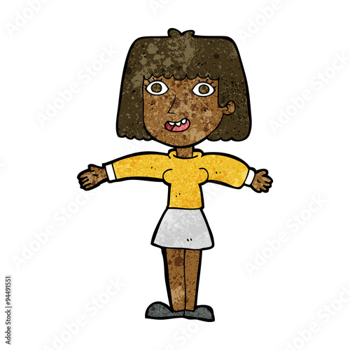 cartoon excited woman