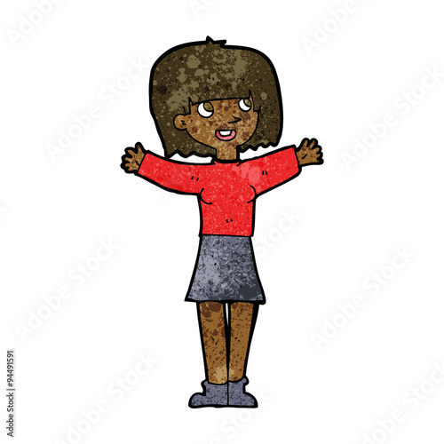 cartoon excited woman