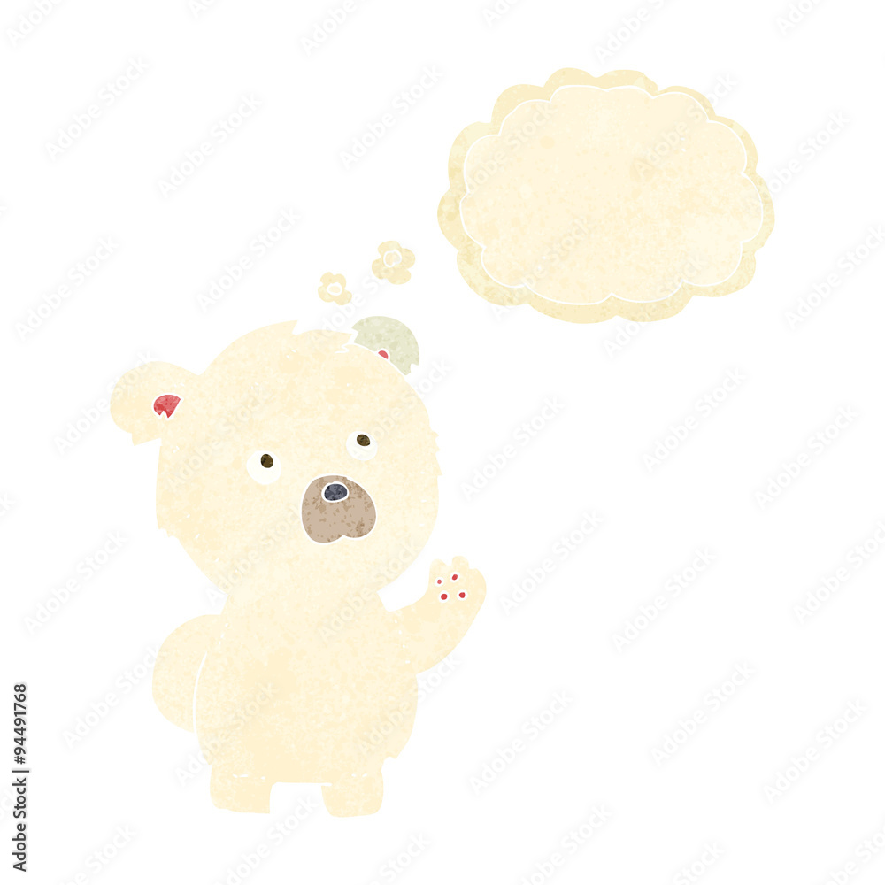 cartoon waving polar bear with thought bubble cartoon waving polar bear with thought bubble
