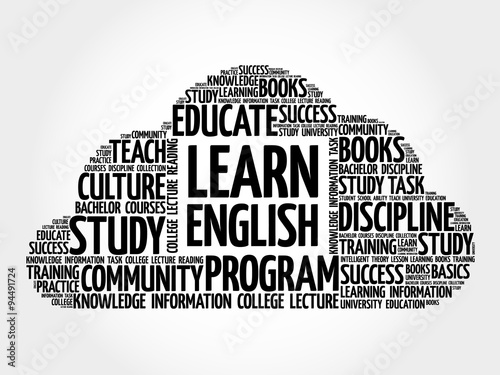 Learn English word cloud, education concept