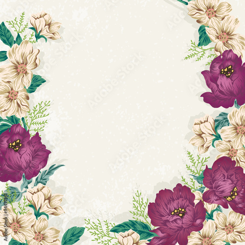 Elegant Vintage Flower Illustration. Wedding board design / Purple