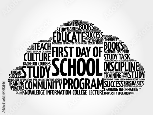 First day of school word cloud, education concept