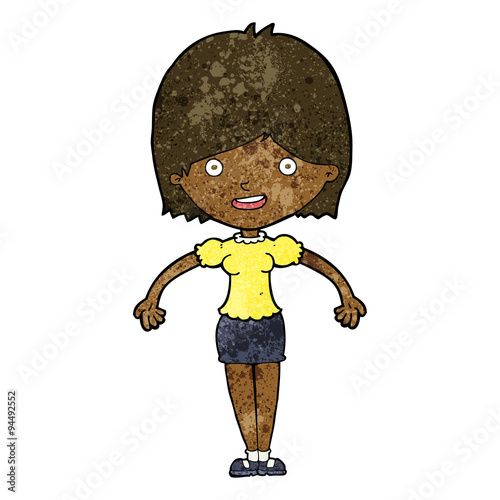 cartoon happy woman