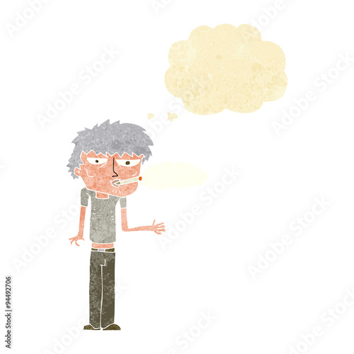 cartoon smoker with thought bubble