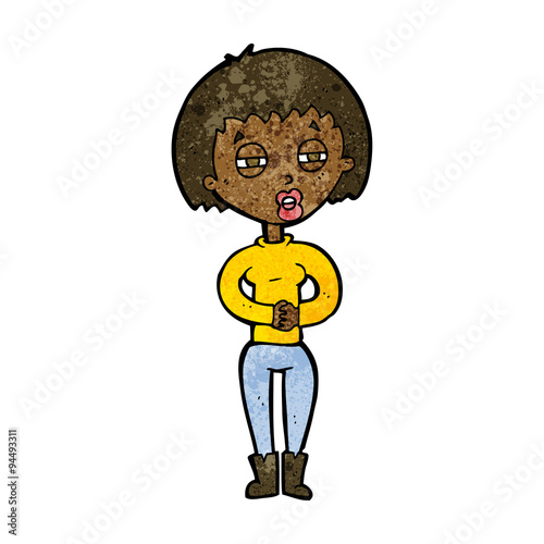 cartoon tired woman