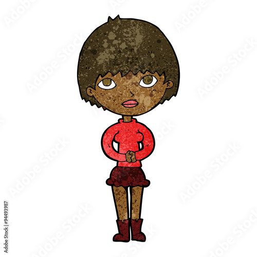 cartoon woman waiting patiently