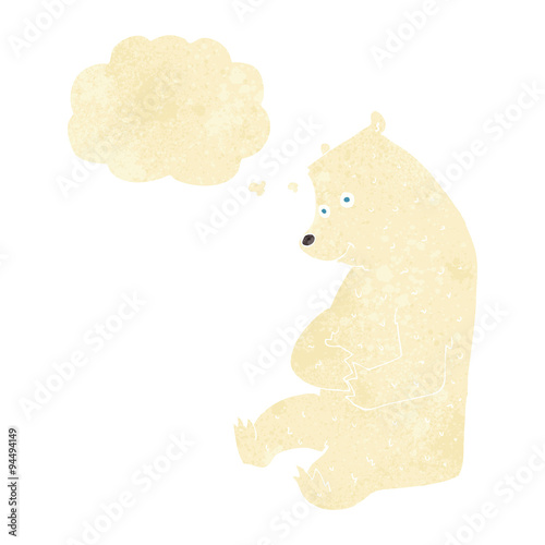 cartoon happy polar bear with thought bubble