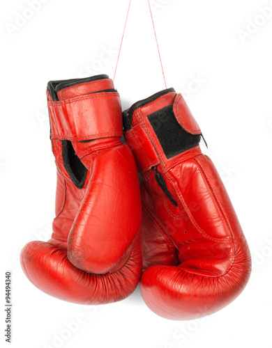 Red boxing gloves, side view