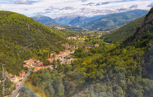 top view on the city of Terni and a rainbow, Umbria, Italy