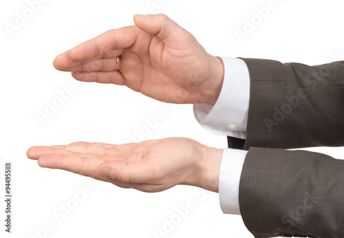Businessmans hands with empty space on white