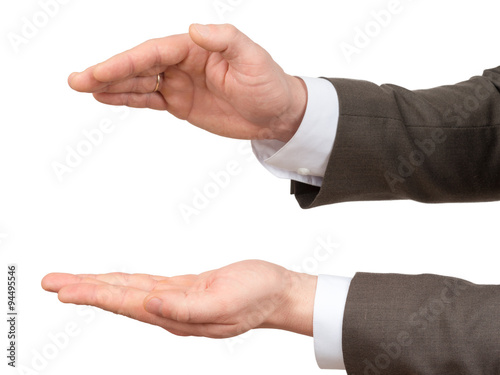 Businessmans hands with big empty space