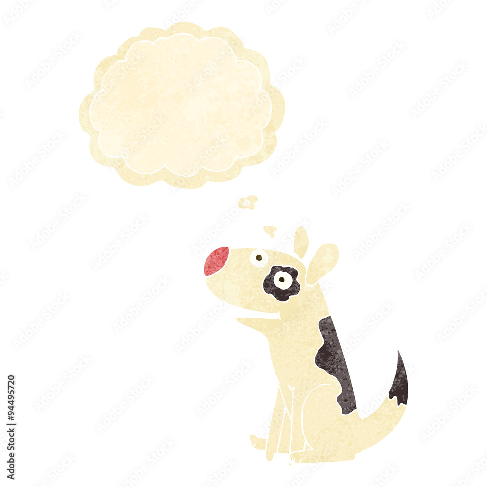 Obraz cartoon happy dog with thought bubble