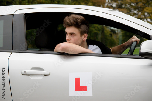 Billede på lærred Learner Driver Reversing A Car