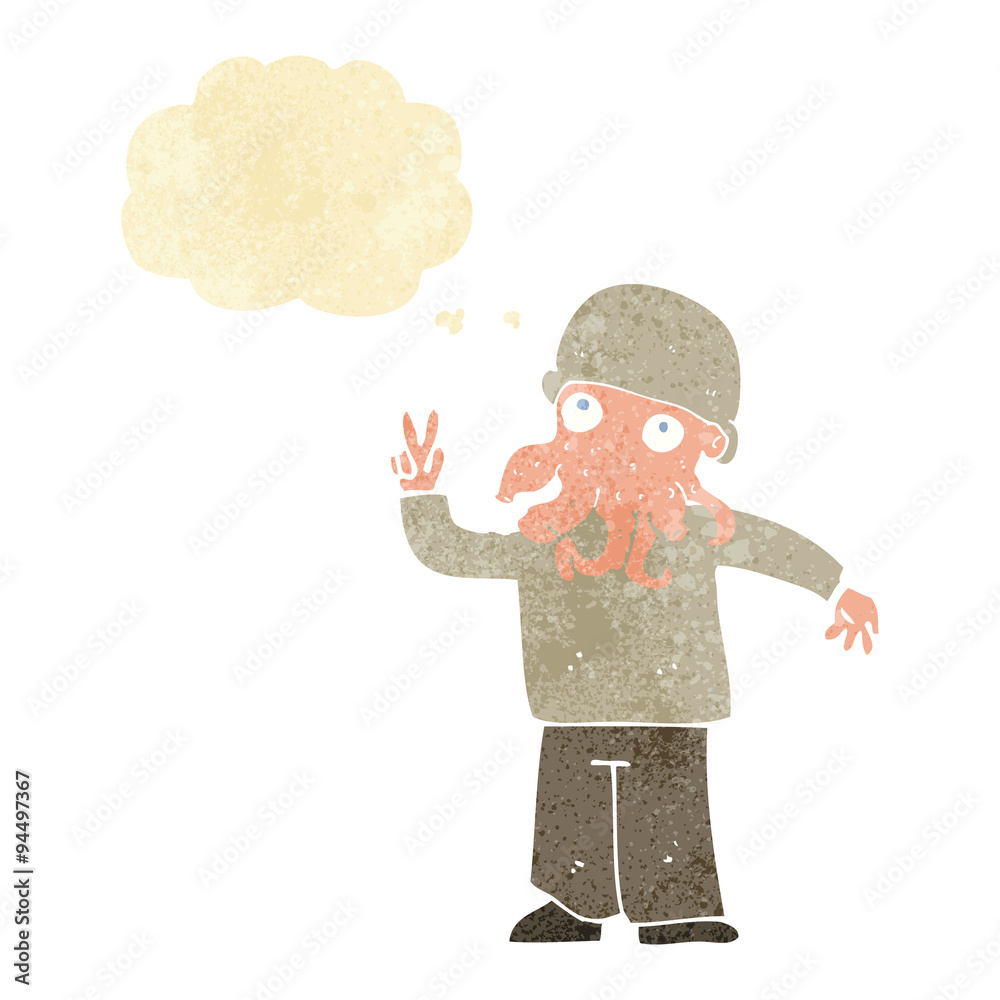 cartoon cool alien with thought bubble cartoon cool alien with thought bubble