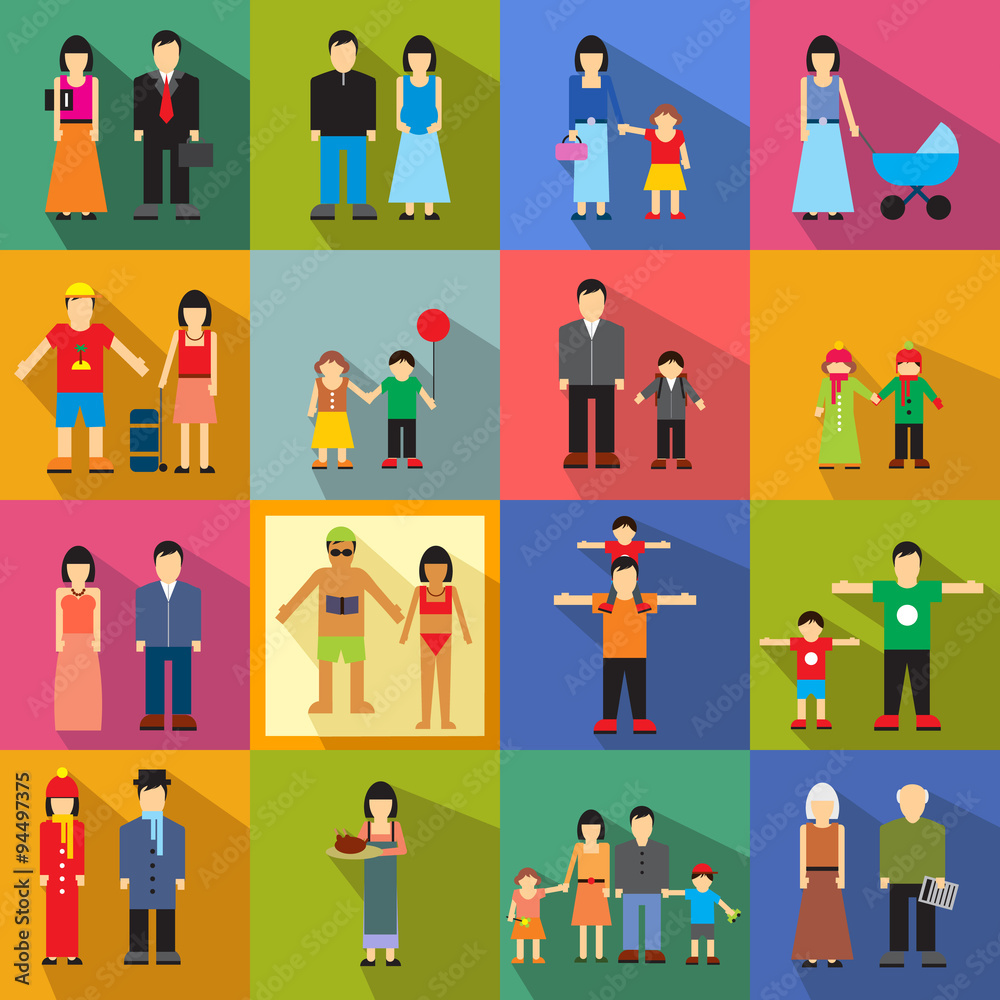 Family flat icons Family flat icons
