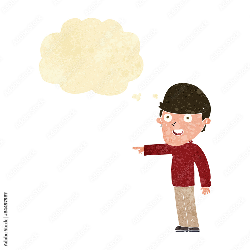 cartoon pointing man with thought bubble cartoon pointing man with thought bubble