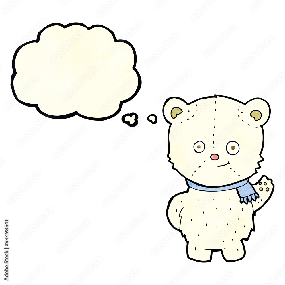 cute cartoon polar bear waving with thought bubble cute cartoon polar bear waving with thought bubble