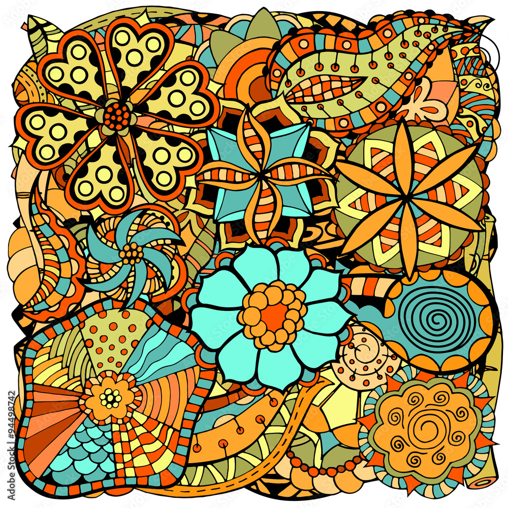 doodle flowers and leafs