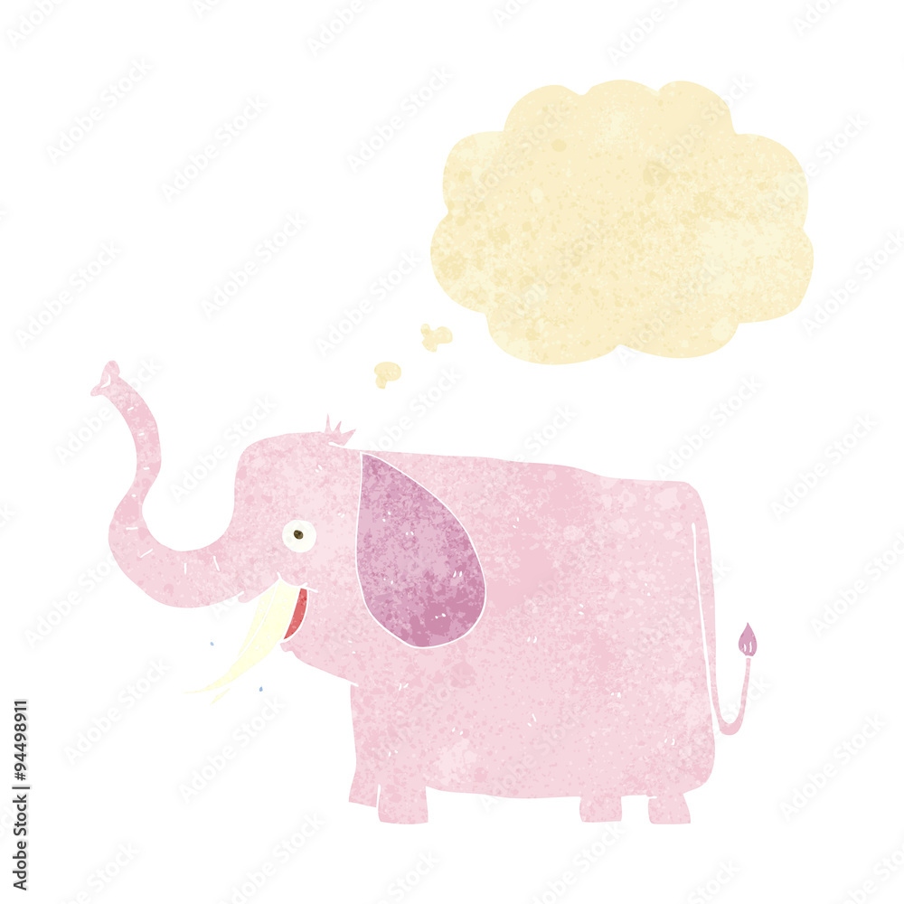 Fototapeta premium cartoon happy elephant with thought bubble