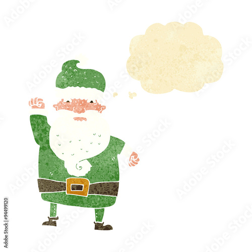 cartoon angry santa claus with thought bubble