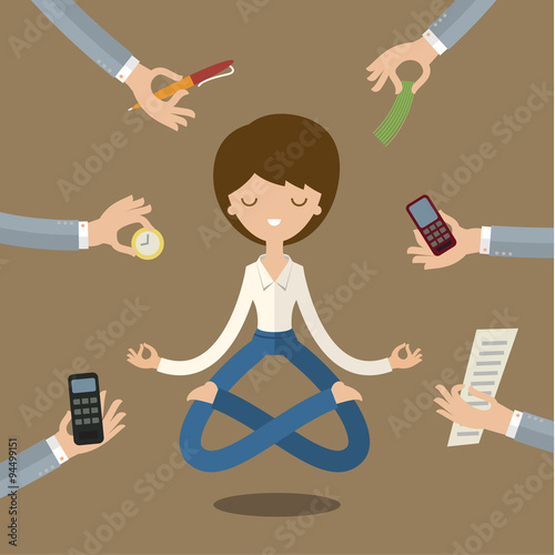 Businesswoman doing Yoga