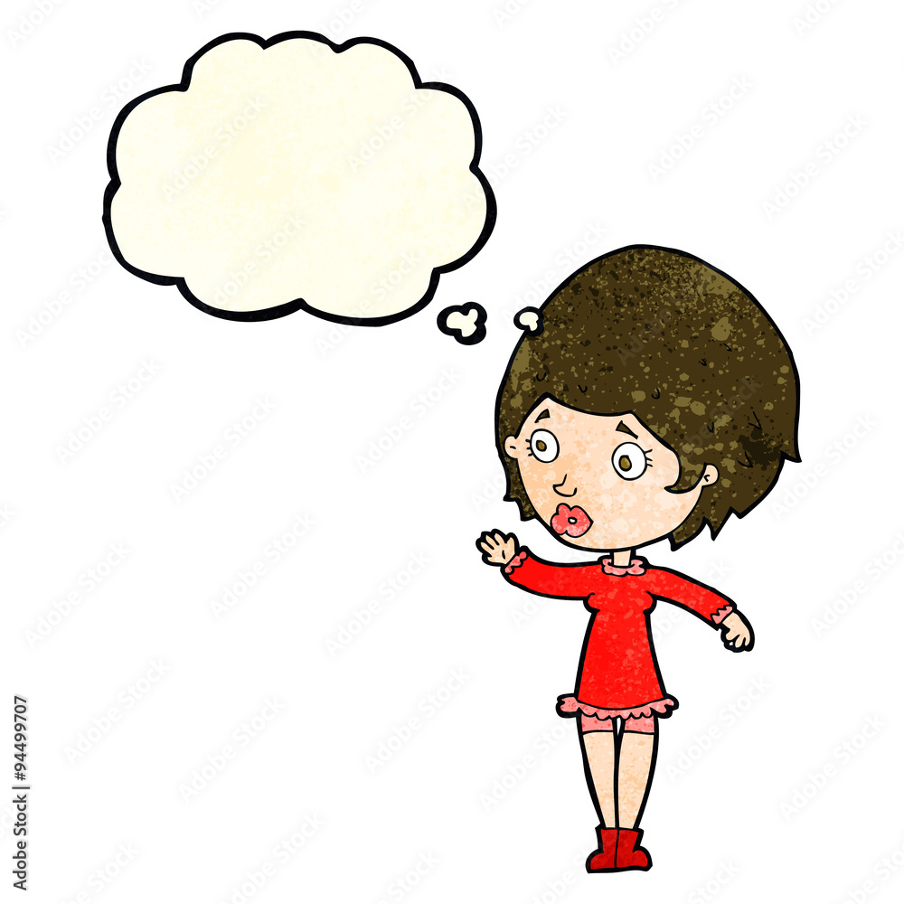 cartoon pretty woman with thought bubble cartoon pretty woman with thought bubble