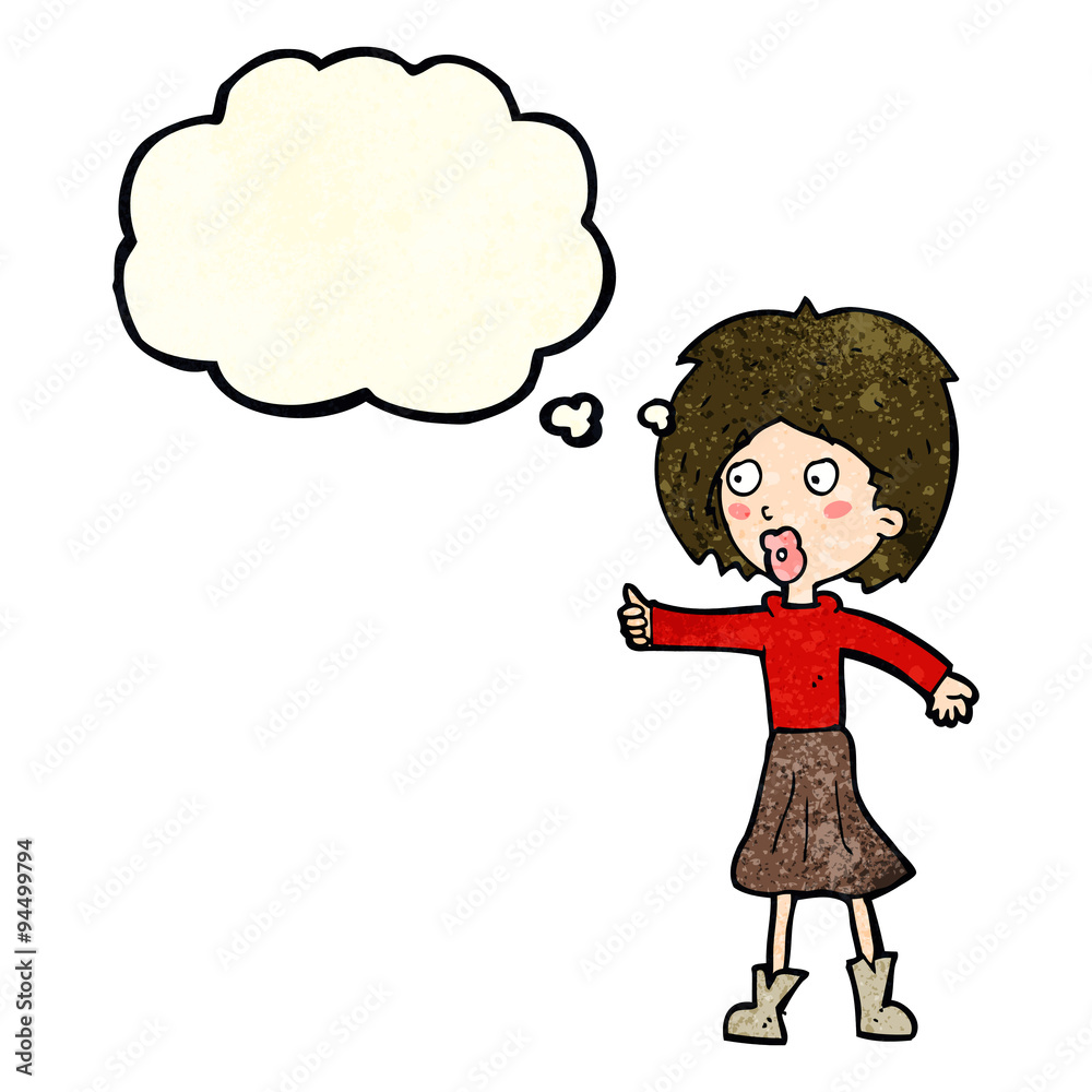 cartoon woman with thought bubble cartoon woman with thought bubble