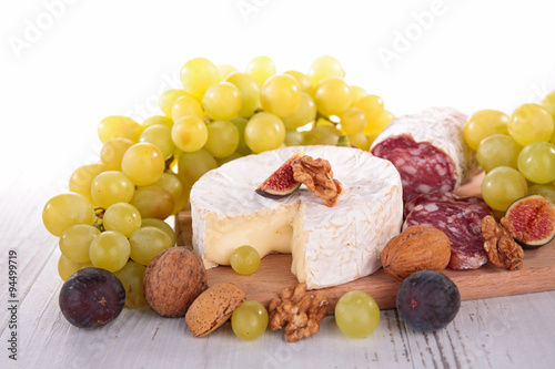 camembert,grape and salami
