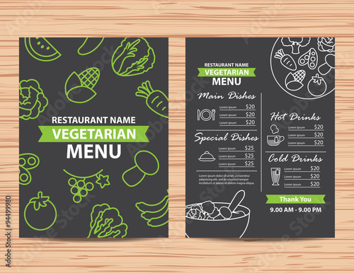 Restaurant vegetarian and vegan healthy menu design
