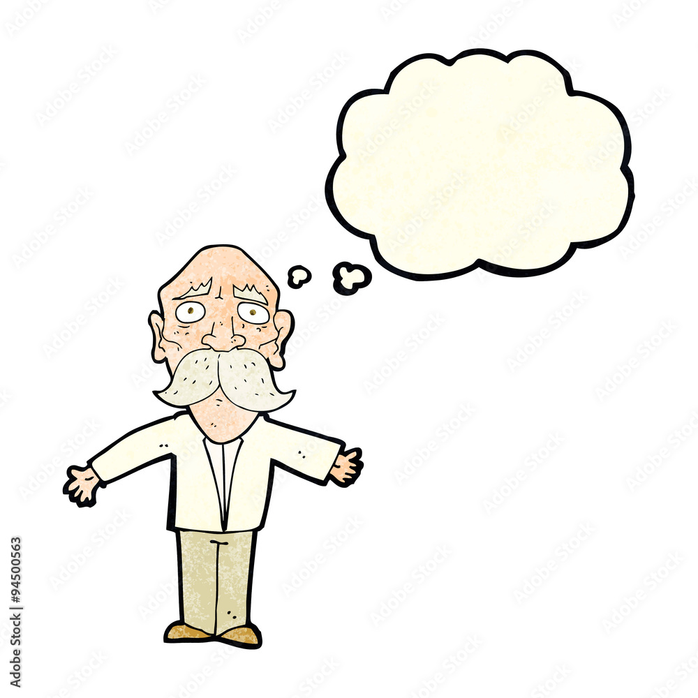 cartoon disappointed old man with thought bubble cartoon disappointed old man with thought bubble