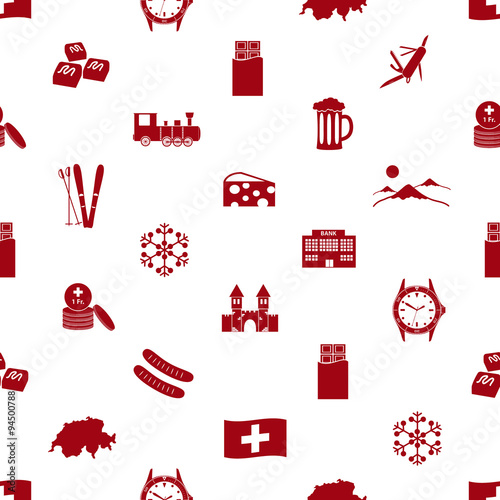 Switzerland country theme icons seamless pattern eps10