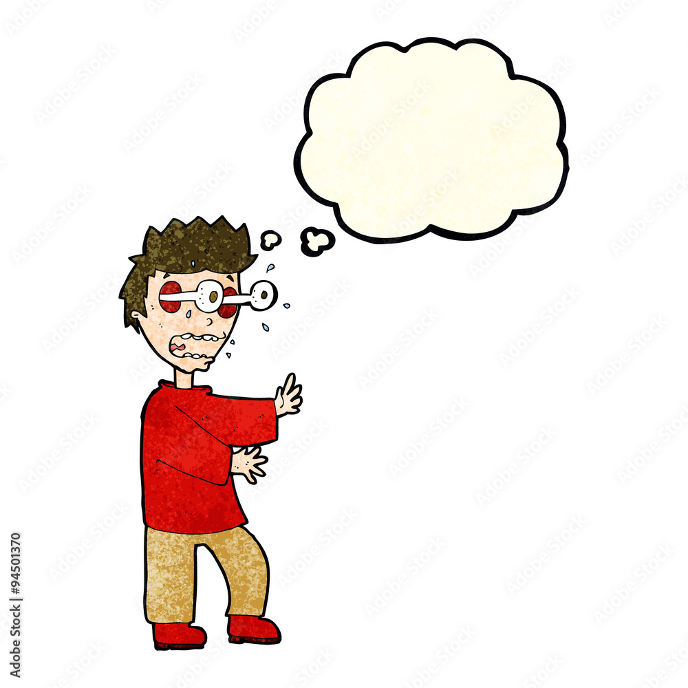 cartoon terrified boy with thought bubble cartoon terrified boy with thought bubble