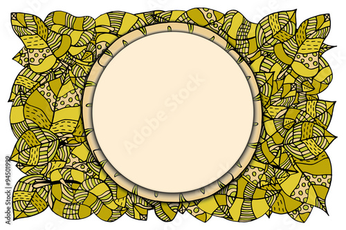 round papper frame on leaves