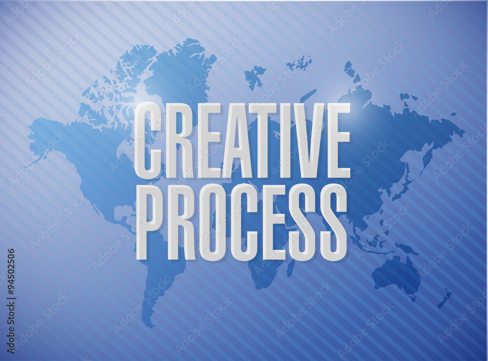 creative process world map sign concept