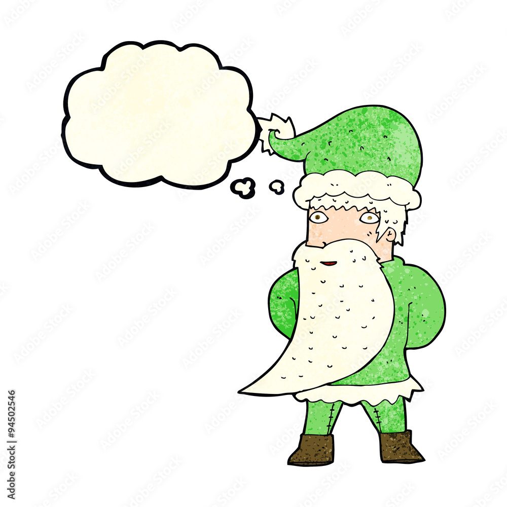 Obraz premium cartoon santa claus with thought bubble