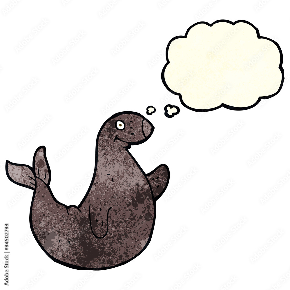 Naklejka premium cartoon seal with thought bubble