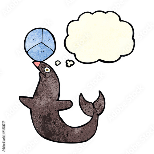 cartoon performing seal with thought bubble