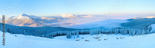 Winter morning mountain panorama landscape. © wildman
