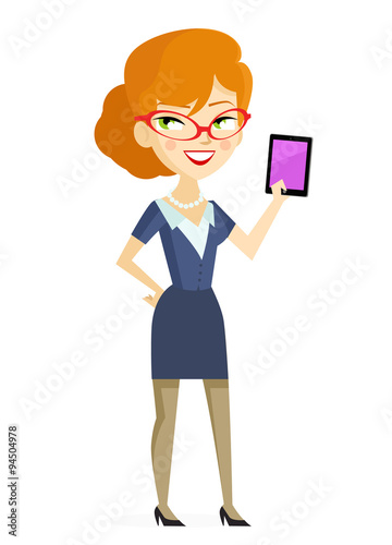 mujer ejecutiva con un celular inteligente