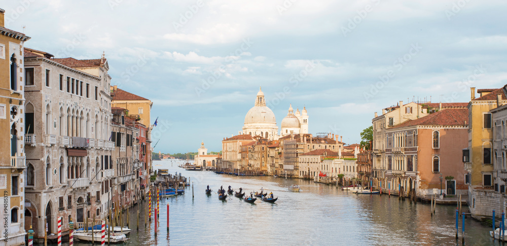 Gondolas in the Grand Canal in Venice