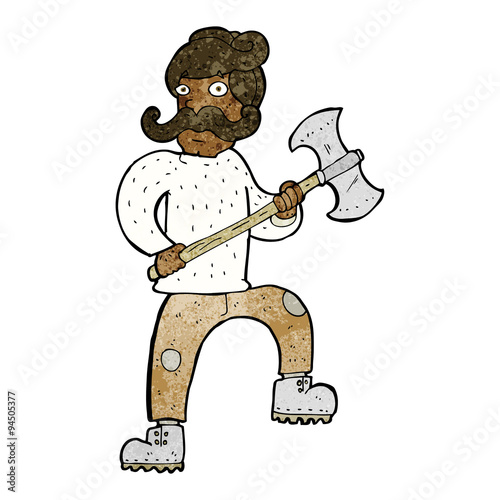 cartoon man with axe
