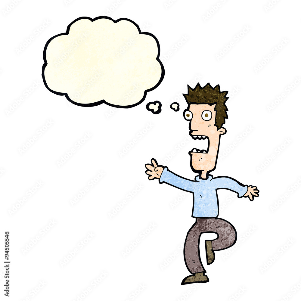 cartoon shrieking man with thought bubble cartoon shrieking man with thought bubble