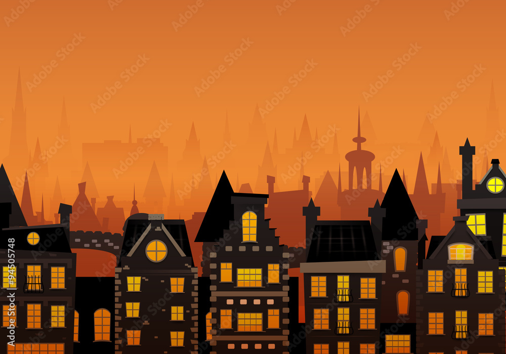 Vector illustration of the night city