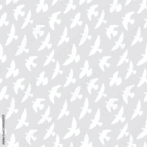 Seamless pattern of flying birds. Two colors.