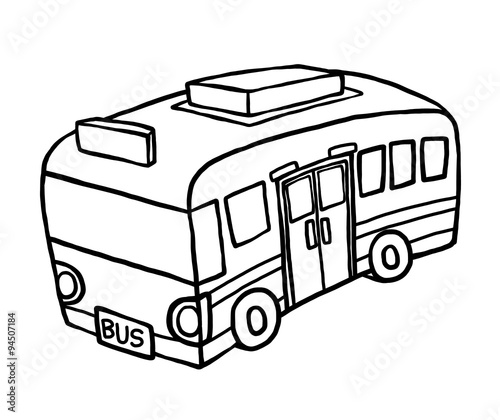 bus / cartoon vector and illustration, black and white, hand drawn, sketch  style, isolated on white background. Stock Vector | Adobe Stock